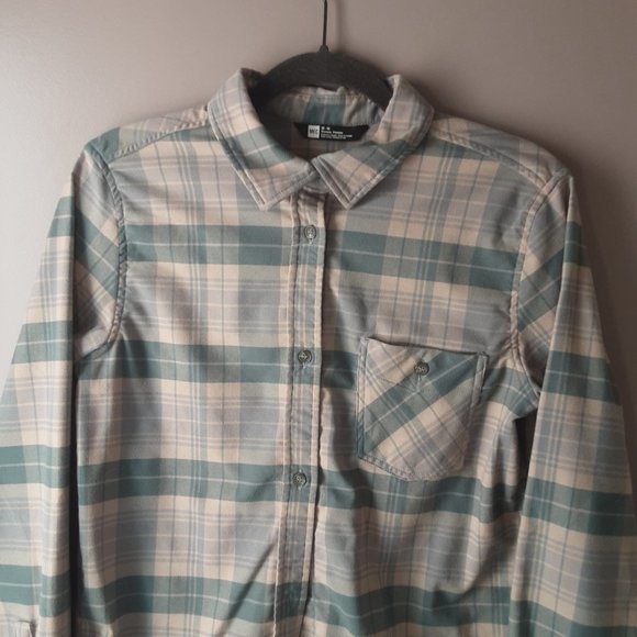 MEC Women's Plaid Button-up Collared Shirt, Beige & Green, Size Medium - Picture 3 of 14